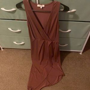 You and I small open neck past knee dusty rose dress